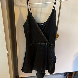 Black, silky Romper